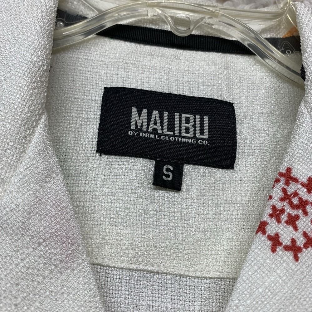 Malibu By Drill Clothing CO. Shirt Mens Small Ecru Button Up Lightweight Beach - Picture 5 of 11